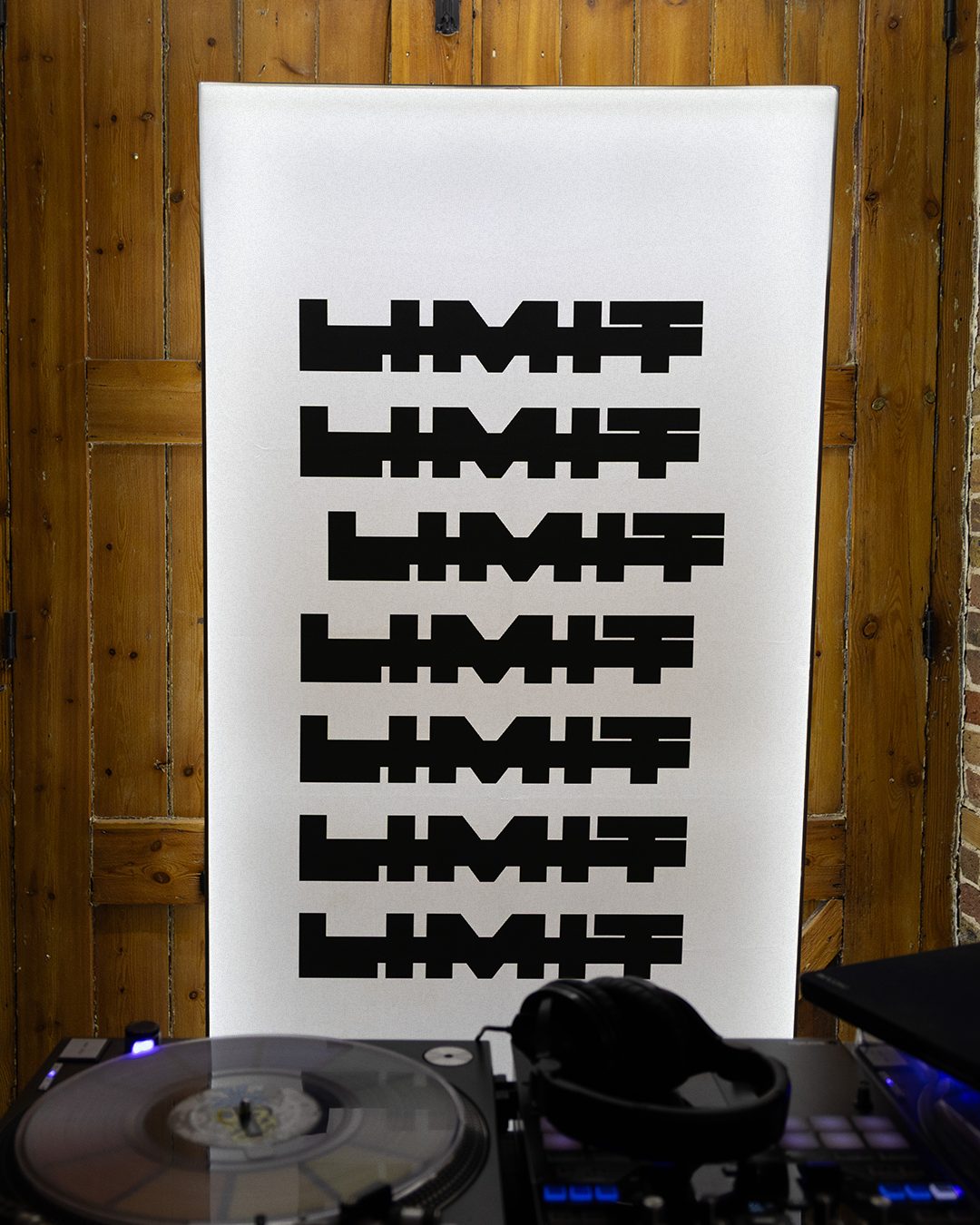 LIMF banner behind the decks and turntables