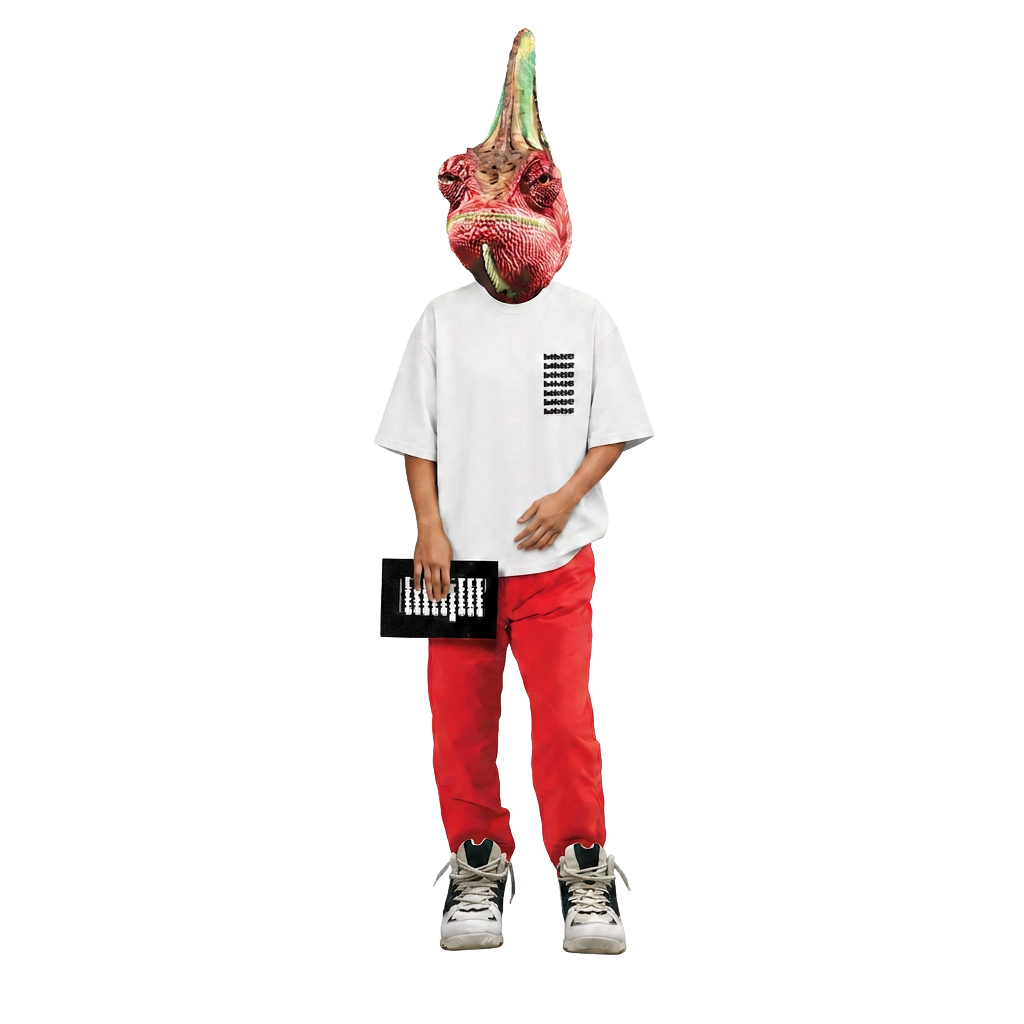 Veer chameleon mark screen-printed on a tee